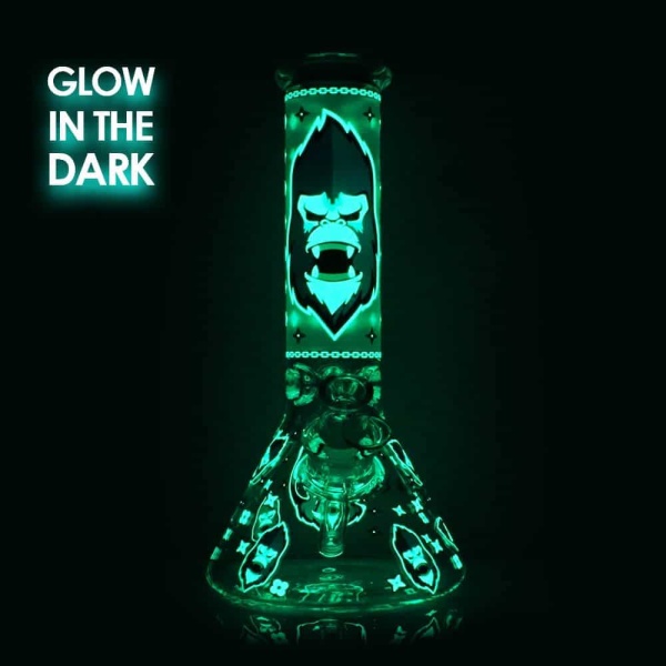 Glow In The Dark Gorilla Glassbong - 25cm