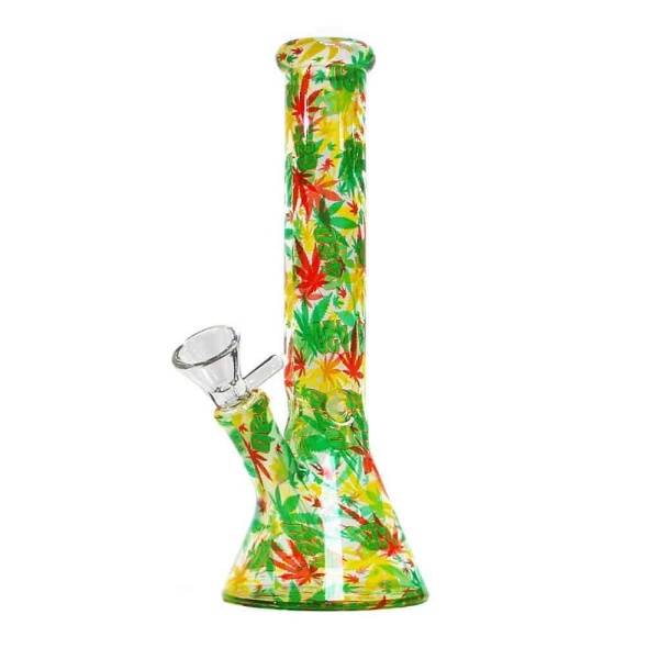 420 Rasta Leaves Glassbong - 26 cm