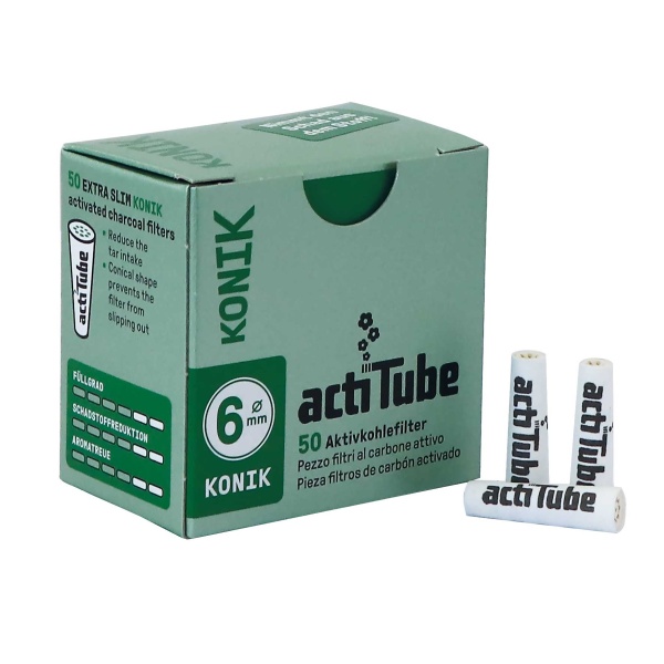 actiTube KONIK Extra Slim Active Coal Filter - 50 stk.