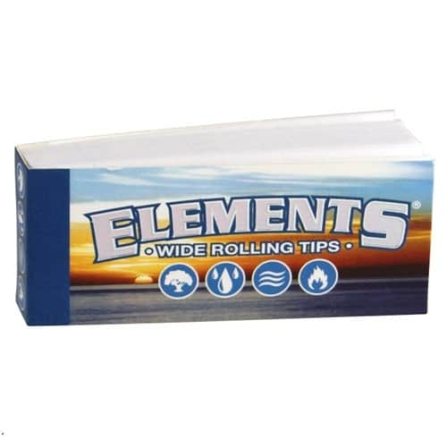 Elements Wide Tips i blå emballasje med logo og teksten Wide Rolling Tips