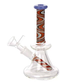 Amsterdam Limited Edition Bubbler Glassbong med blå topp og rød-svart spiraldesign