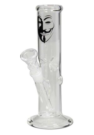 Anonymous ICE Glassbong 20 cm i klart glass med Anonymous-logo og skrått glass-rør