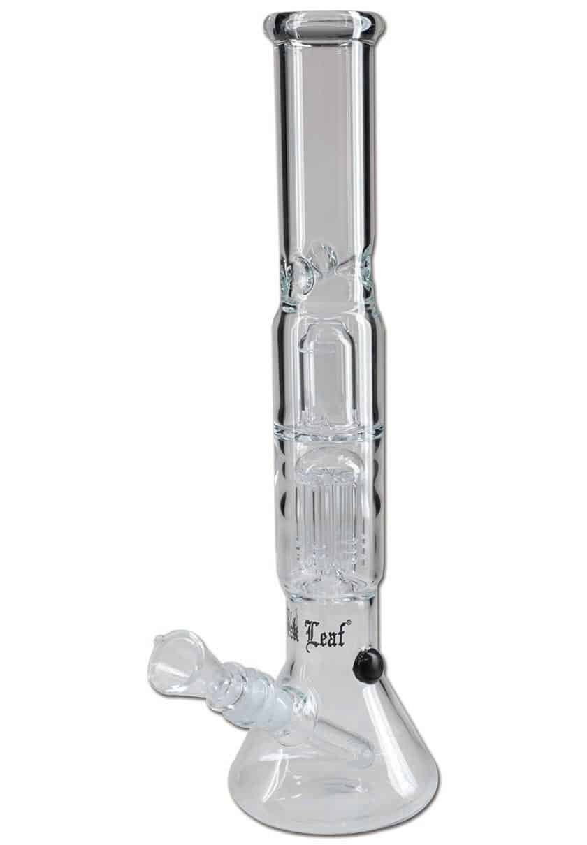 Black Leaf Beaker Percolator Glassbong – 38cm