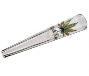 Black Leaf Glass Chillum – 15cm