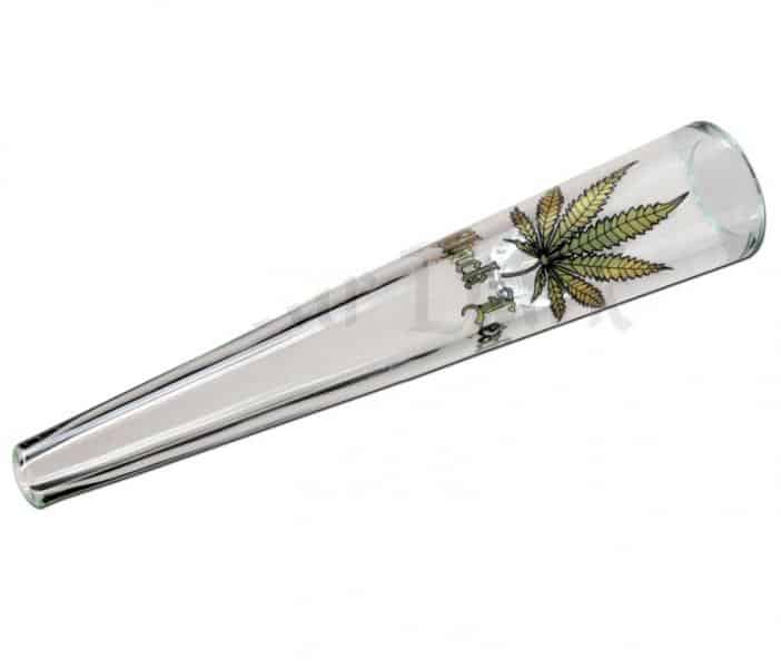 Black Leaf Glass Chillum – 15cm