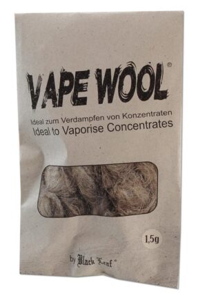 Black Leaf Vape Wool 1,5 g i beige pose med synlig hempfiber og svart logo