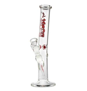 Boost Pro Glassbong Ice med røde detaljer, høy sylinderform og bred fot
