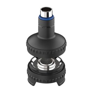 Volcano Dosing Capsule Filling Chamber med metallkapsel og svart kammerlokk, vist i eksplodert visning