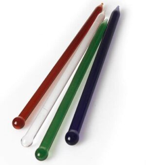 Glass Dabber 16 cm i rød, hvit, grønn og blå, sett med slanke glassdabbere med avrundede tuppar