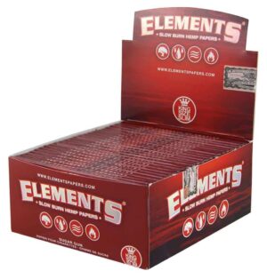 Elements RED King Size Slim kartong med rød displayeske og synlige rullepapirpakker
