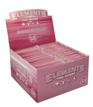 Elements Pink Connoisseur King Size Slim + Tips kartong i rosa displayeske med pakker inni