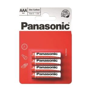 Panasonic AAA-batterier i rød og hvit forpakning, 4 stk.