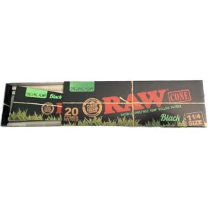 RAW BLACK Organic 1 1/4″ Cones – 20 stk.