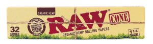 RAW ORGANIC 1 1/4″ Cones – 32 stk